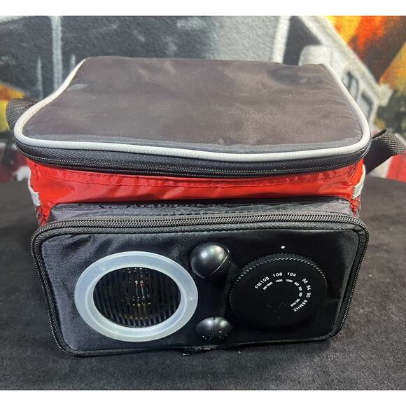 The Original‎ Koozie Red & Black LUNCH BOX COOLER With AM FM RADIO Musicooler - Picture 1 of 9